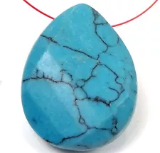 40x30mm Faceted Howlite Turquoise Briolette Pendant Bead