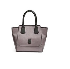 NEW-GUESS ASHERTON METALLIC PEWTER,FAUX LEATHER,CARRYALL,SHOULDER HAND BAG,PURSE