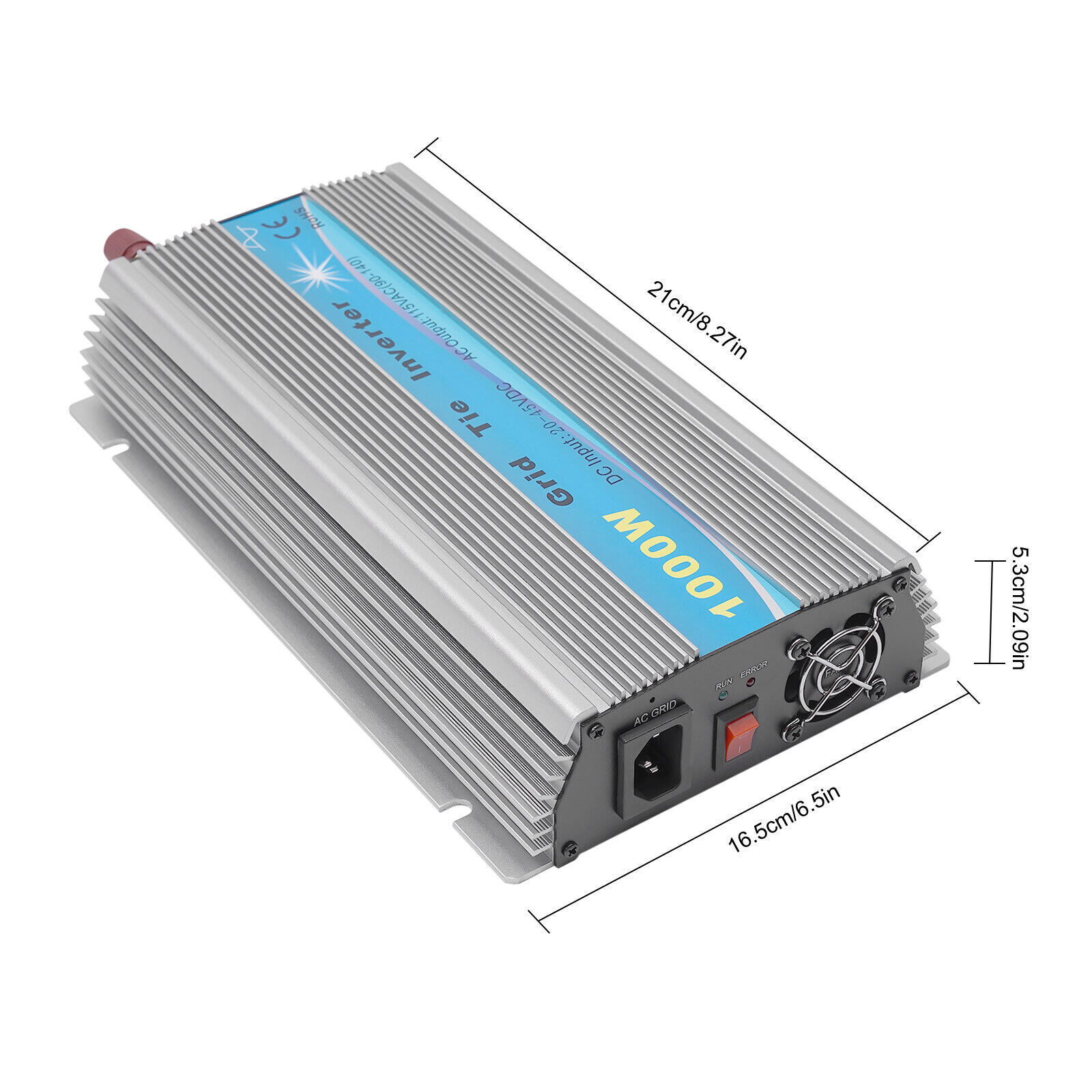 1000W Solar Netzgekoppelter Wechselrichter 22V~60V auf 220V/230VAC MPPT Grid Tie Photovoltaik Inverter Reiner Sinus Power Limiter mit EU Stecker für PV-Module 1000W Solar Netzgekoppelter Wechselrichter 22V~60V auf 220V/230VAC MPPT Grid Tie Photovoltaik Inverter Reiner Sinus Power Limiter mit EU Stecker für PV-Module