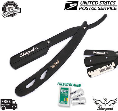 BLACK CLASSIC WET SHAVING STEEL BARBER SALON STRAIGHT CUT THROAT RAZOR SHAVETTE