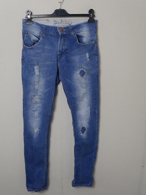 Pitbull Jeans Damen blau Tapered Hose Used-Look Größe 10 W 30'' L 30'' (K2153)