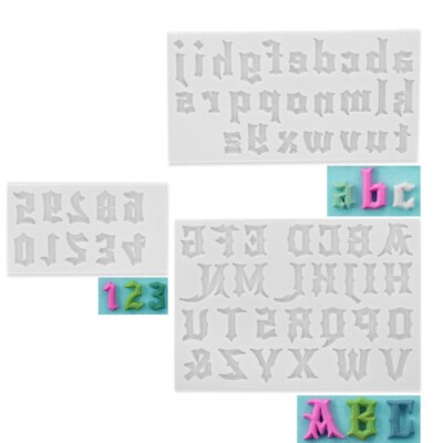 Gothic Font Letters Numbers Keychain Epoxy Resin Mold Handmade Alphabets Mould