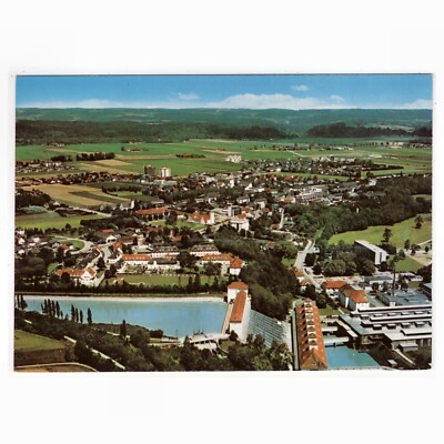 Postcard aerial view with hydropower plant Töging a. Inn in Bavaria VERBUND