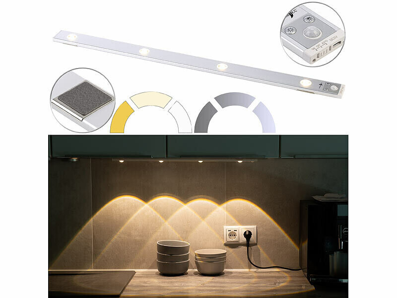 Réglette LED sans fil Lunartec pour éclairer un placard sombre