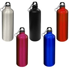 Aluminium Trinkflasche 0,75 L mit Karabiner Alu Wasserflasche Sportflasche