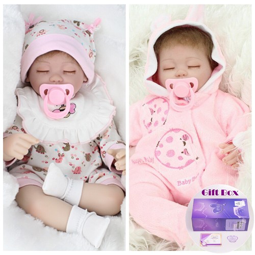 16" Realistic Baby Twins Handmade Reborn Dolls Newborn Boy&Girl Doll Kids Gifts