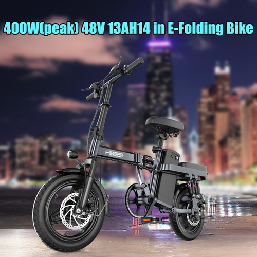 Hikeep Folding E-Bike 48V 13AH Battery 400W Motor 22 MPH Commuter 14" Tire
