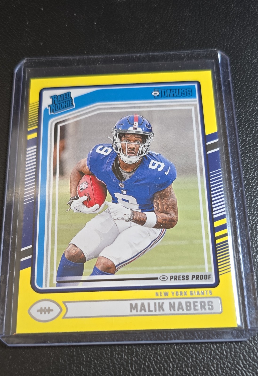 2024 Panini Donruss Rated Rookie Malik Nabers #383 Press Proof Yellow (RC) 11-28