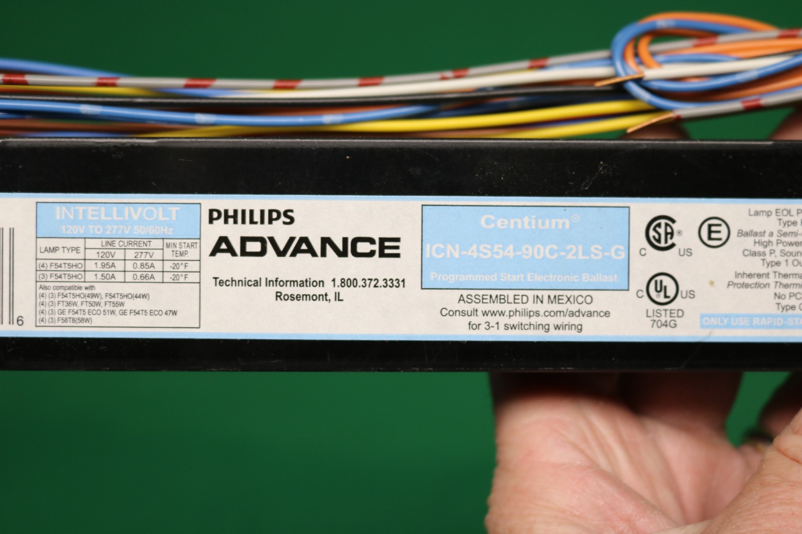 NOS Philips Advance ICN-4S54-90C-2LS-G IntelliVolt Centium Ballast 120-277V