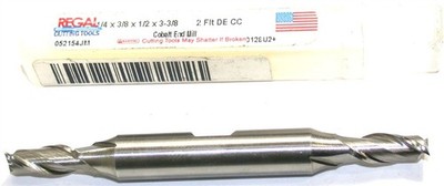 Regal 052154JM 1/4'' Diameter 3/8'' Shank 2 Flute Double End HSS End Mill