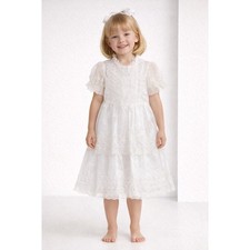 Vintage Merry Girl Girls Size 7 Ivory Lace Beaded Party Dress Made in US
