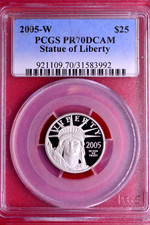 PCGS PR-70 DCAM! 2005-W $25 PROOF 1/4 OZ PLATINUM EAGLE ONLY 6,592 MADE! 2780.00 per troy oz