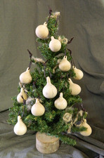 12 Spinner Gourd Onaments Primative Make Do Ornies Cleaned with Leather Hanger