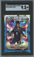 Stephon Castle 2024-25 Topps Chrome Sapphire Refractor Rookie RC Spurs SGC 9.5