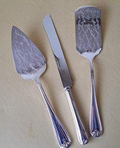 Vintage Gorham Heritage 3 Pc Silverplate Server Set: Knife Pie & Cake. Italy