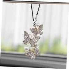 Bling Butterfly Diamond Car Hanging Accessories, Crystal Rear View Sliver