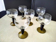 6 Verres à vin blanc d'Alsace Décor de grappes de raisin