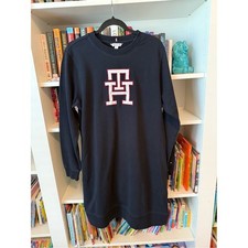 Tommy Hilfiger NWOT TH Varsity Logo Sweatshirt Dress Navy Blue