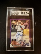 2023 Topps Chrome Rookie Autographs Oswald Peraza #RA-OP Purple Refractor /250  