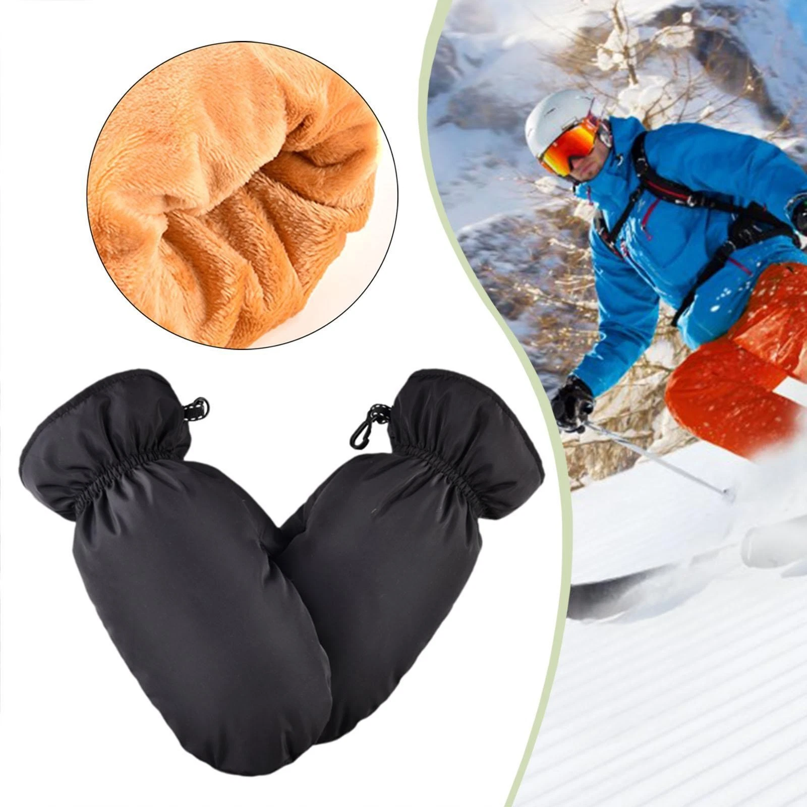 Down Mittens Winter Snow Mittens Windproof Warm Thickened Ski Gloves for