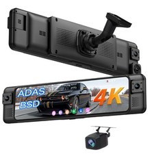 11 Rear View Mirror 4K Dash Cam 4 Channel Wit...