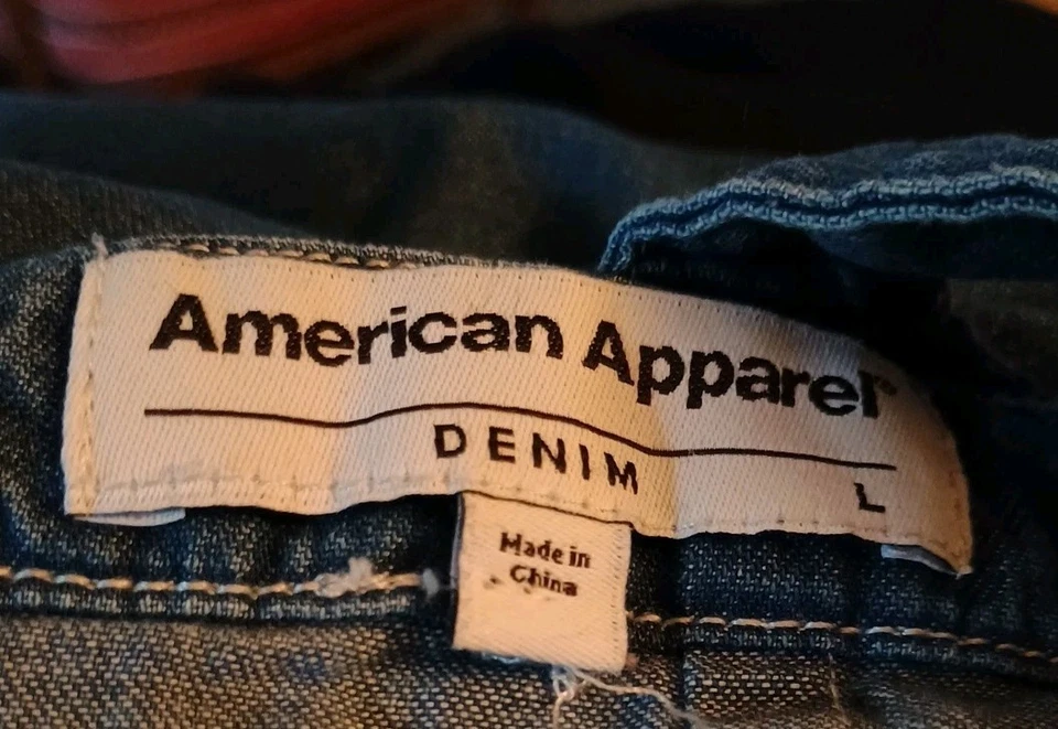 American Apparel 蓝色牛仔连身裤阔腿牛仔裤连体裤,尺寸 L — 第 2/4 张图片