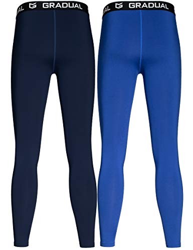 Paquete de 2 pantalones de compresión térmicos grandes para niños: azul marino/azul - Imagen 6 de 6