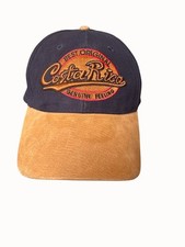 Costa Rica Best Original Pura Vida Embroidered Baseball Cap Navy Tan suede Adj