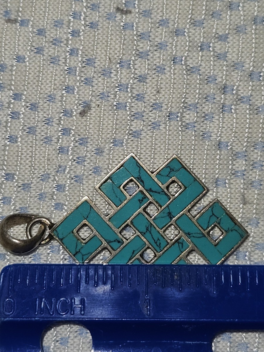 Silver Endless Knot Turquoise Inlay Pendant View 6