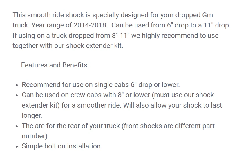 Par de amortiguadores traseros Nitro 5-7" caída para Chevy Silverado GMC Sierra Belltech Foto 2 de 4