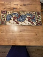 Christmas tapestry snowman table runner 34" x 12.5"