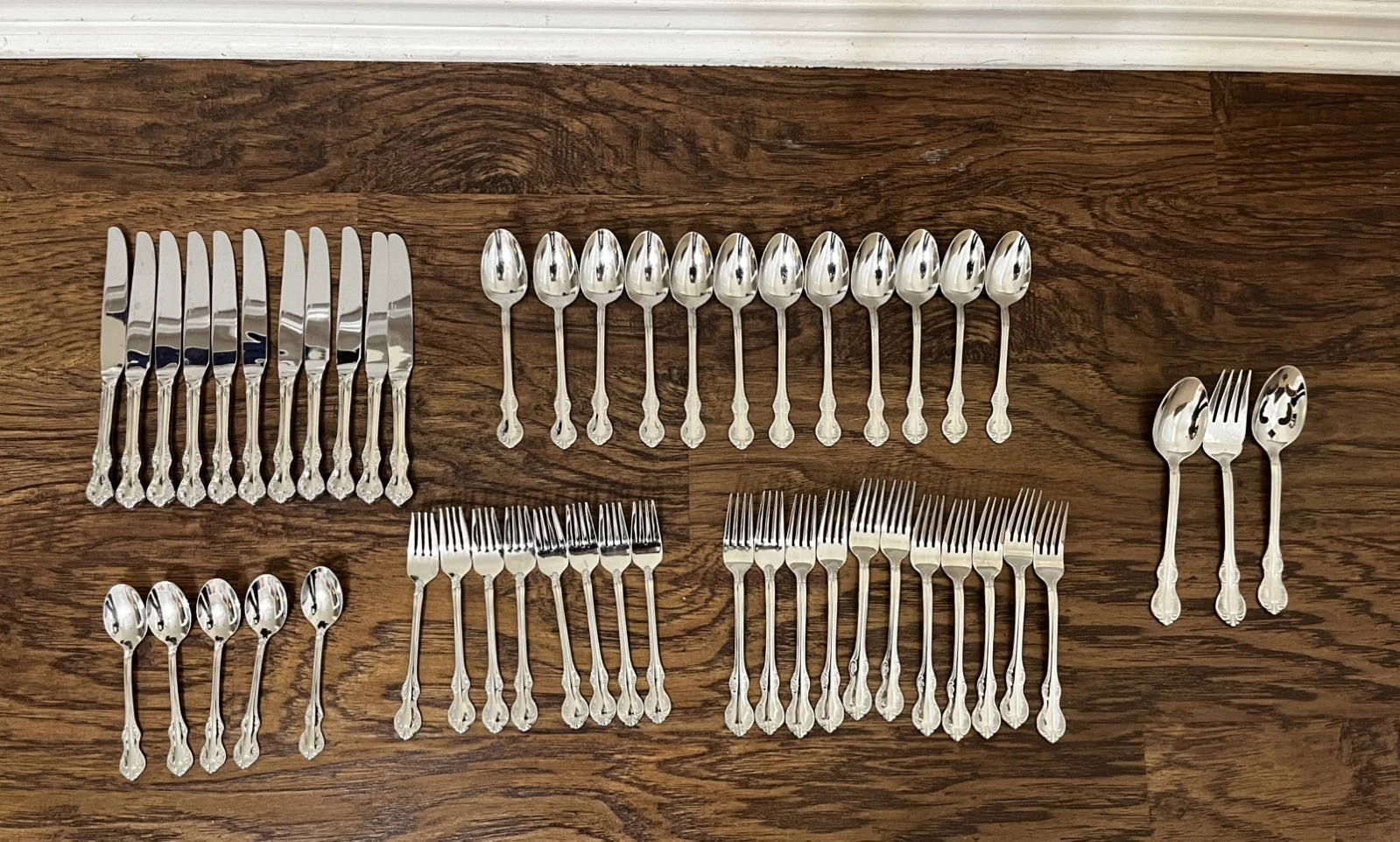 50 Piece Wallace Glossy Stainless Flatware/Utensil & Serveware Set