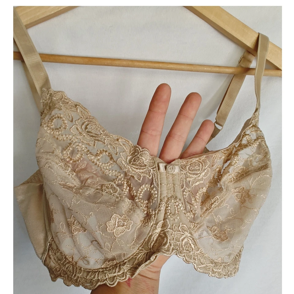 Wacoal Bra Renaissance Rose Underwire Beige Tan Lace Full Coverage 34D 85720 - Image 3 of 4