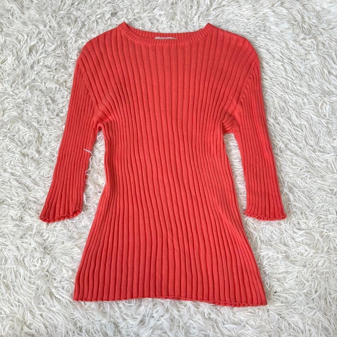 ichi ichi Antiques Cut and Sew Top Cotton Lightweight Orange Pink Used