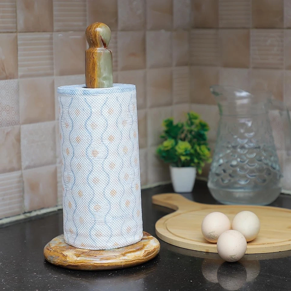 Toallero de papel de cocina de mármol hecho a mano con soporte... Foto 4 de 4