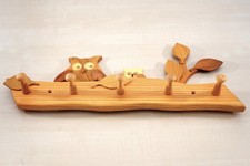 Kinderzimmer-Garderobe Eule | Massivholz | Hergestellt in Deutschland