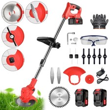 Cordless Electric Lawn Mower Grass Cutter Trimmer 2 Batteries Handheld Adjustabl