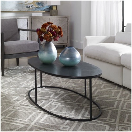 Uttermost 25152 Coreene 48"W Oval Modern Industrial Cocktail - Black - Picture 4 of 4