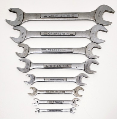 8 Pc. Craftsman -V-  1/4'' - 1 1/8'' Open End Wrench Set  USA