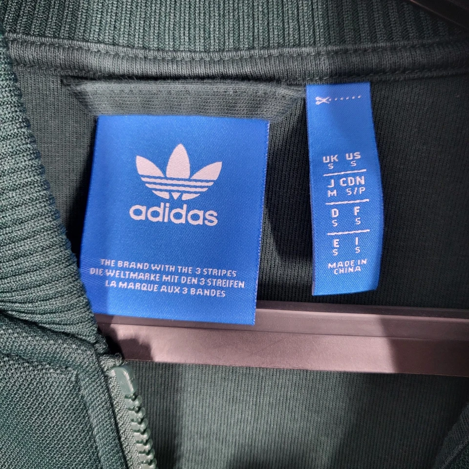 Chaqueta de Pista Adidas Para Hombre S Verde Cremallera Completa 3 Rayas Manga Larga Foto 4 de 4