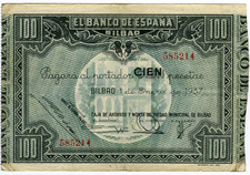☆ SPAIN CIVIL WAR 1937 • 100 PTS BILBAO • EUZKADI ☆ GUERRA CIVIL ESPAÑOLA ☆D0616
