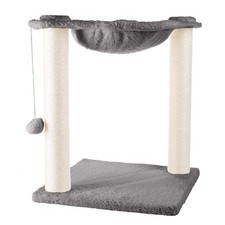 19" Cat Hammock with Scratching Posts and Hanging Ball Toy for Cats, Gray