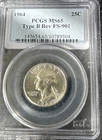 1964 Type B Reverse FS-901 Washington Quarter, PCGS MS 65, Free SH