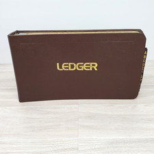 VTG 3 Column Ledger Account Book 10 X 6 Brown Binder Junk Art Journal Ephemera