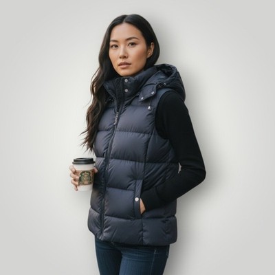 Eddie Bauer Goose Down Vest Medium 650 Fill Navy Gorpcore Outdoorsy Puffer Vest