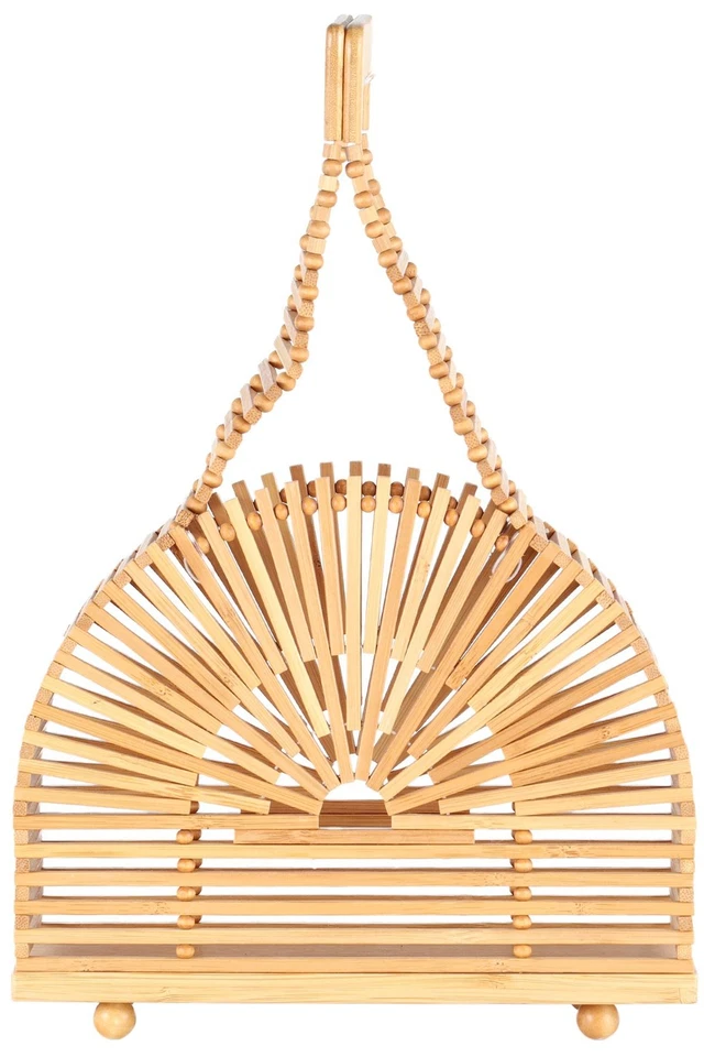 CULT GAIA BROWN WOOD TOTE BAG