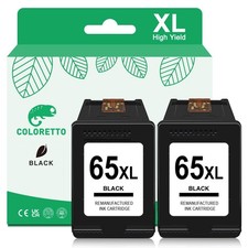 COLORETTO 65XL Black Ink Cartridge for HP 65 XL ENVY 5055 Deskjet 2600 Series