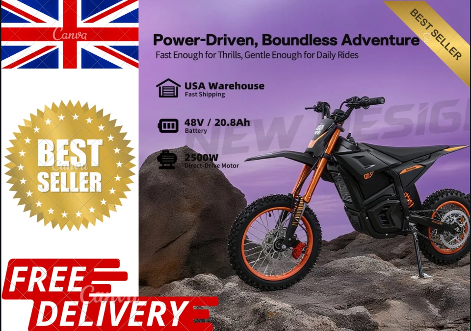 Electric Kids Dirt Bike - 48V 2500 W 14"/12" - 30mph Brushless Motor - Image 2 of 4