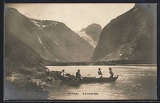 Postcard Loenvand, rowing boat on the shore 1923 