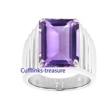 Natural Amethyst Gemstone with 925 sterling Silver Ring For Men's Ct501